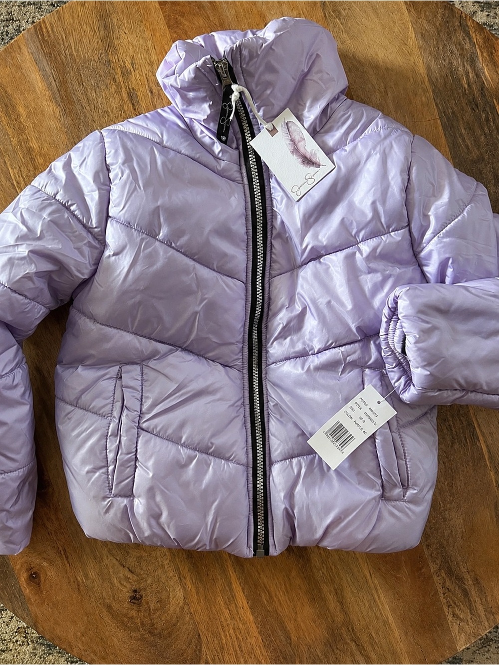 NWT Jessica Simpson Girls Lavender Puffer Jacket Coat Size 7/8 Winter Quilted
